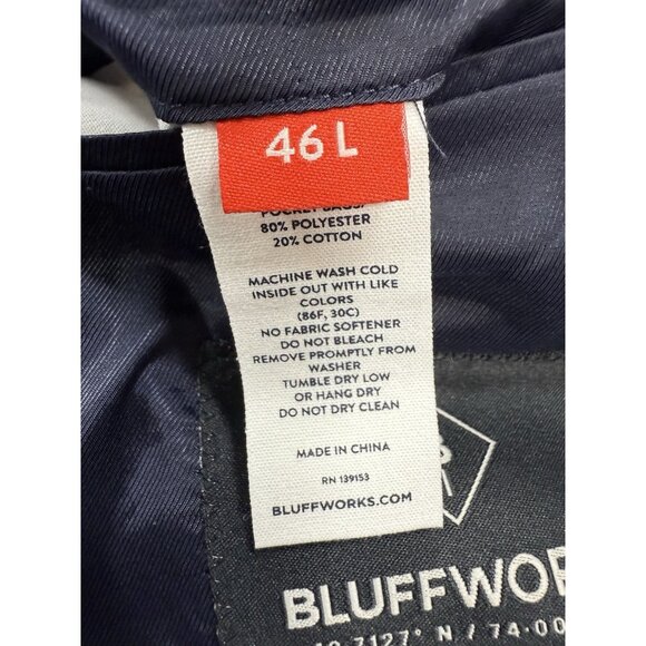 Bluffworks Mens Presidio Travel Blazer Size 46L Long Classic Fit Navy Polyester - Picture 8 of 15